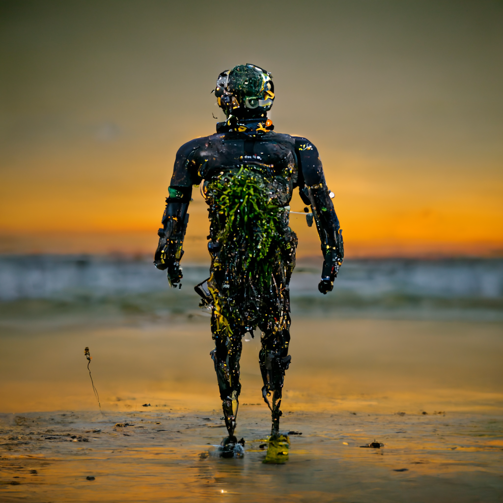 An image of a robot emerging from a sea